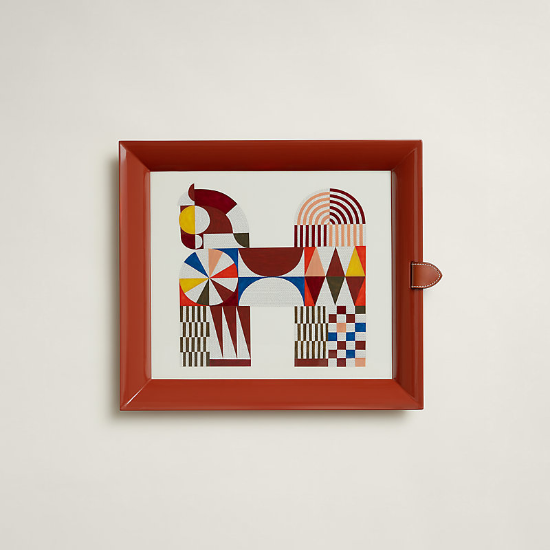 Atrium Cheval Natte tray, small model - Brown | Hermès USA